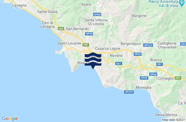 Mappa delle maree di Casarza Ligure, Italy