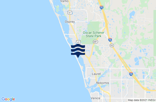 Mappa delle maree di Casey Key, United States
