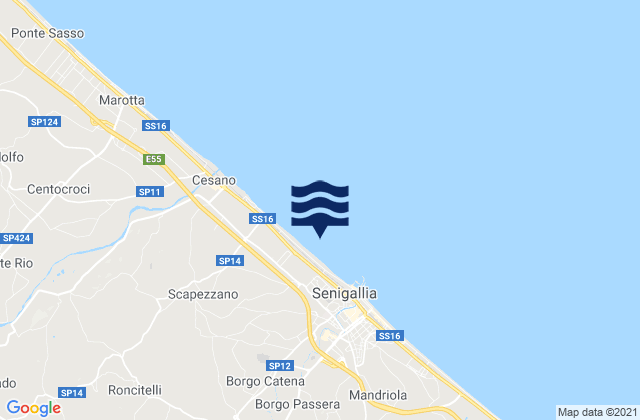 Mappa delle maree di Casine, Italy