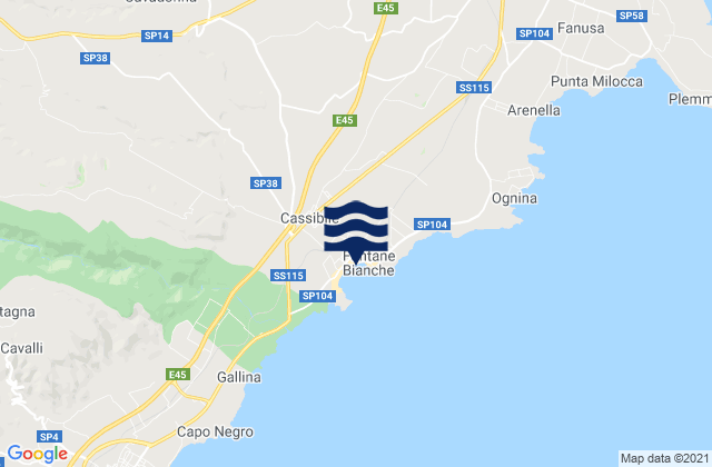 Mappa delle maree di Cassibile, Italy