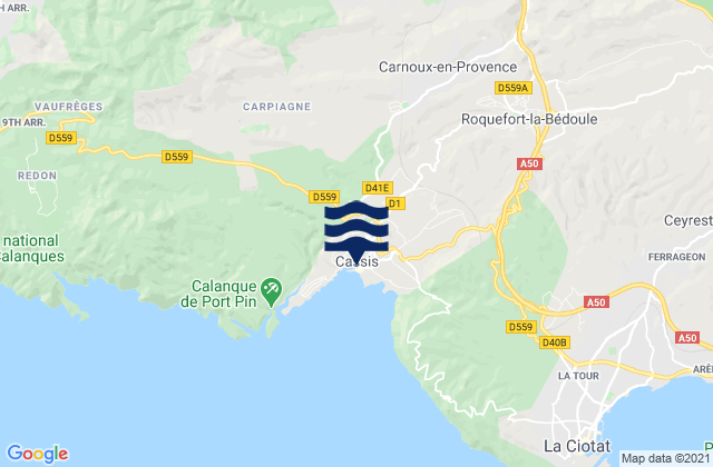 Mappa delle maree di Cassis, France