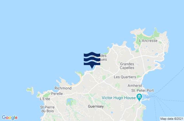 Mappa delle maree di Castel, Guernsey