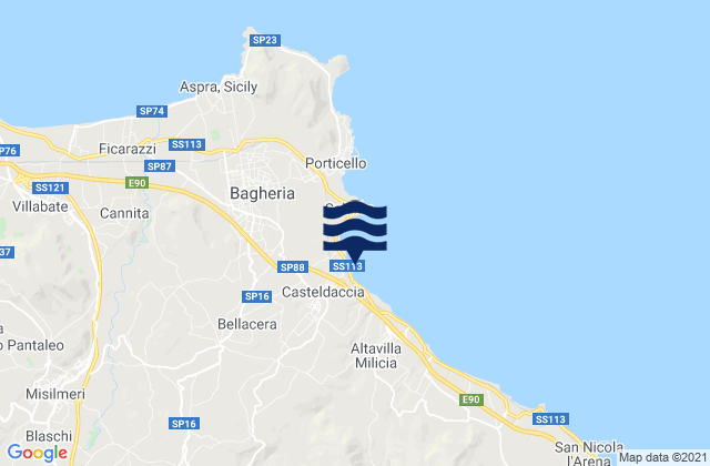 Mappa delle maree di Casteldaccia, Italy
