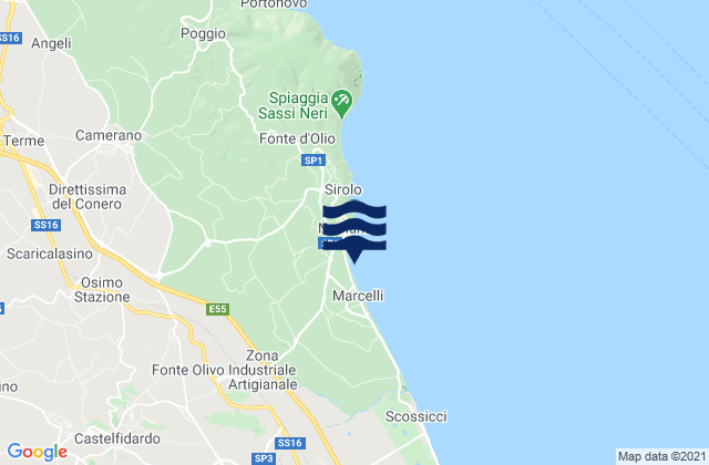 Mappa delle maree di Castelfidardo, Italy
