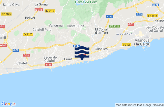 Mappa delle maree di Castellet, Spain