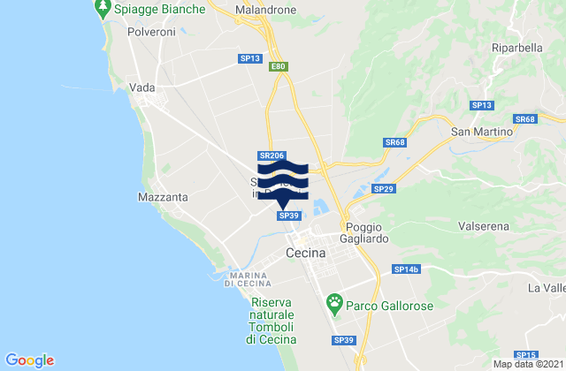 Mappa delle maree di Castellina Marittima, Italy