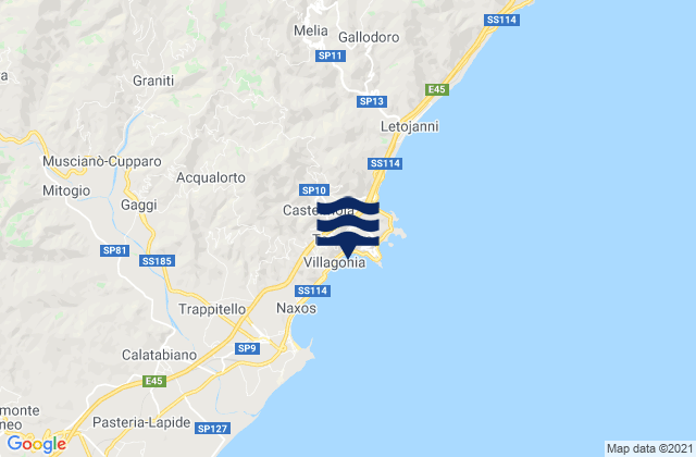 Mappa delle maree di Castelmola, Italy