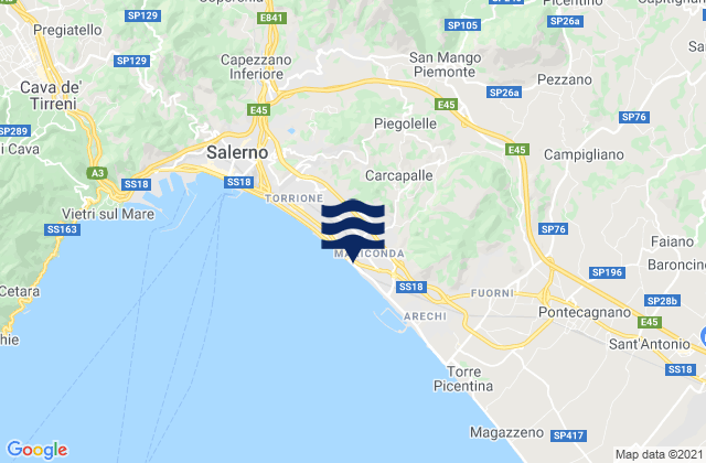 Mappa delle maree di Castiglione del Genovesi, Italy