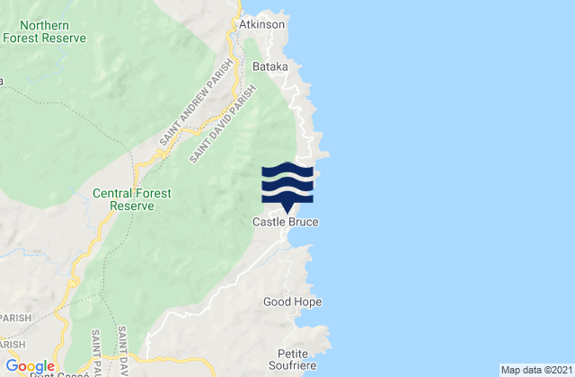 Mappa delle maree di Castle Bruce, Dominica