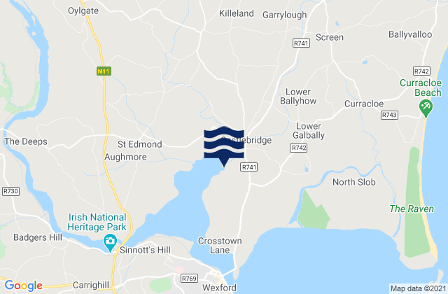 Mappa delle maree di Castlebridge, Ireland