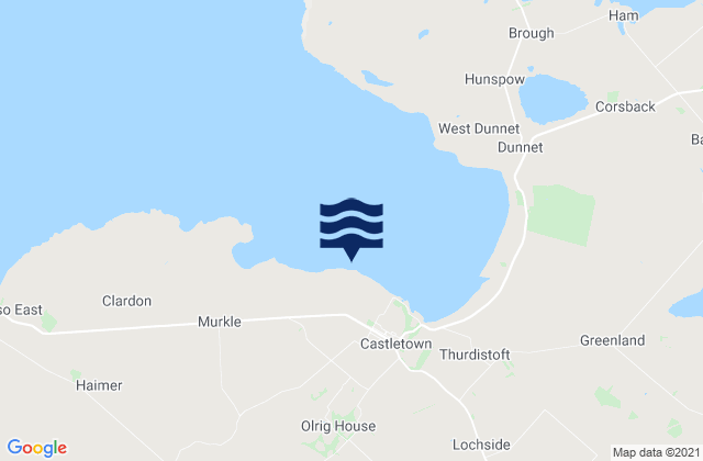 Mappa delle maree di Castlehill to Murkle, United Kingdom
