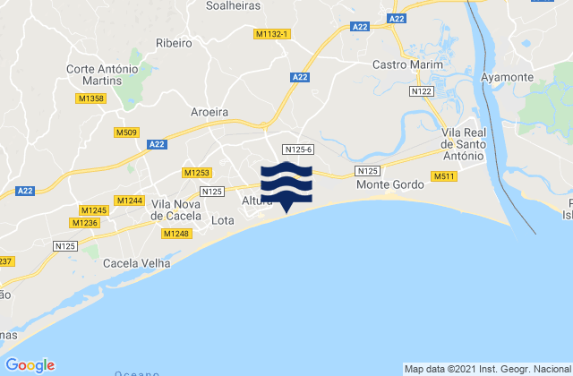 Mappa delle maree di Castro Marim, Portugal