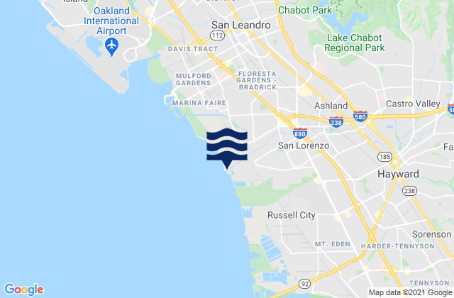 Mappa delle maree di Castro Valley, United States