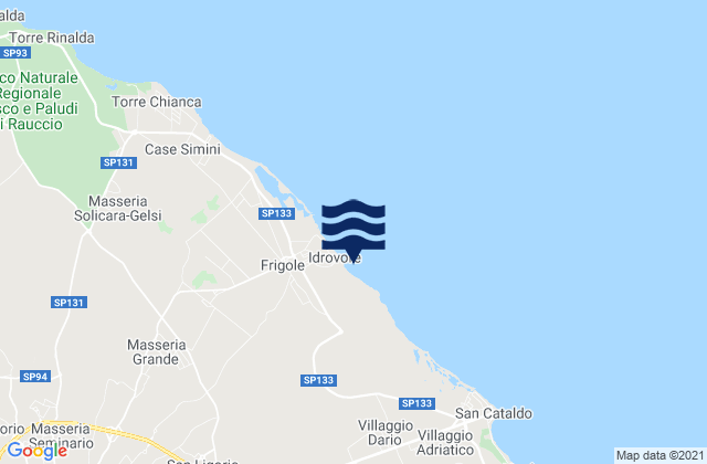 Mappa delle maree di Castromediano, Italy