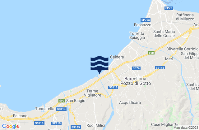 Mappa delle maree di Castroreale, Italy