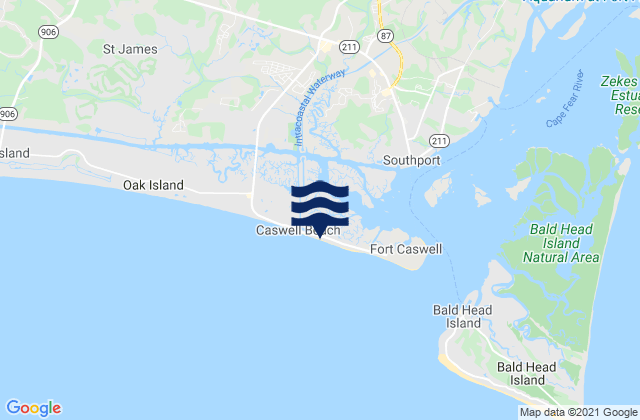 Mappa delle maree di Caswell Beach, United States