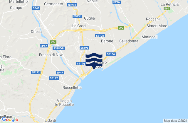 Mappa delle maree di Catanzaro, Italy