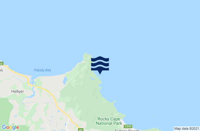 Mappa delle maree di Cathedral Rocks, Australia