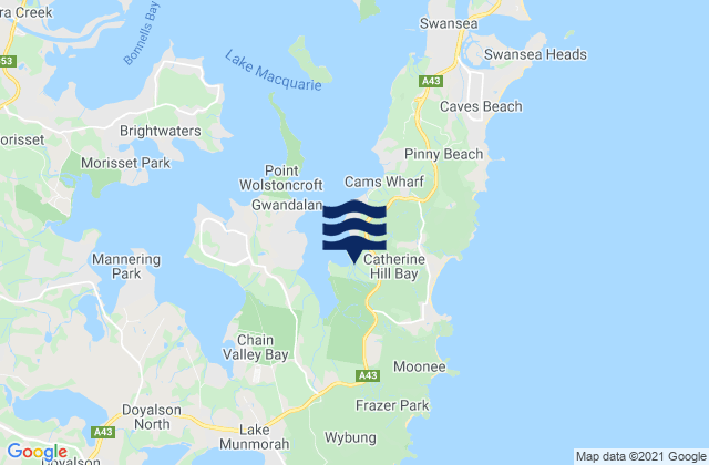 Mappa delle maree di Catherine Hill Bay, Australia