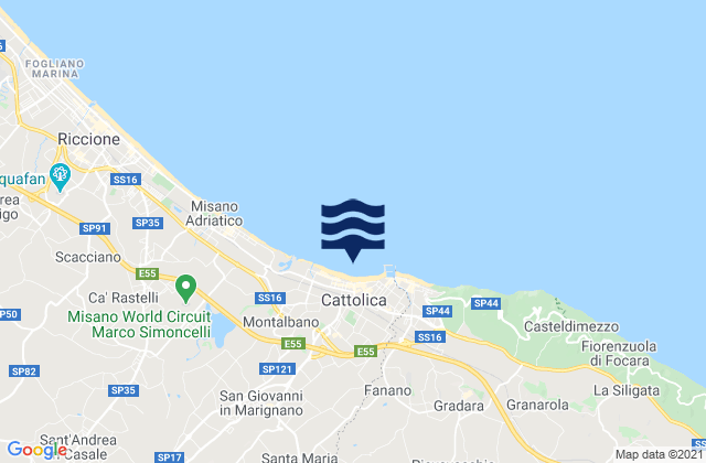 Mappa delle maree di Cattolica, Italy