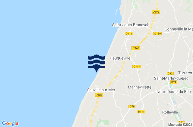 Mappa delle maree di Cauville-sur-Mer, France