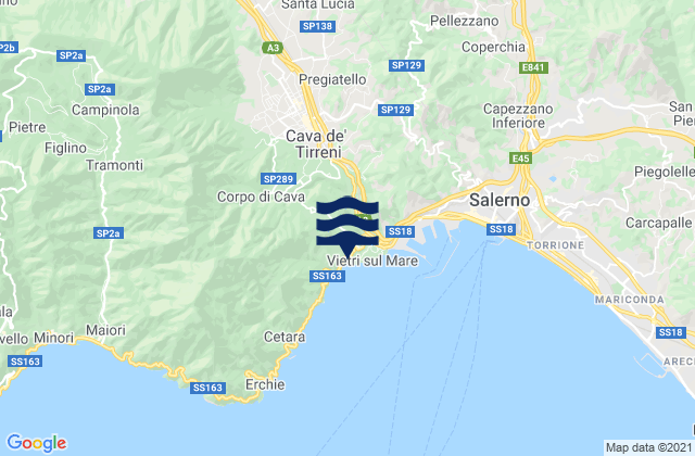 Mappa delle maree di Cava Dè Tirreni, Italy