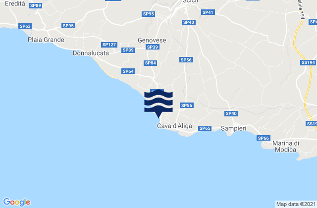 Mappa delle maree di Cava d'Aliga, Italy