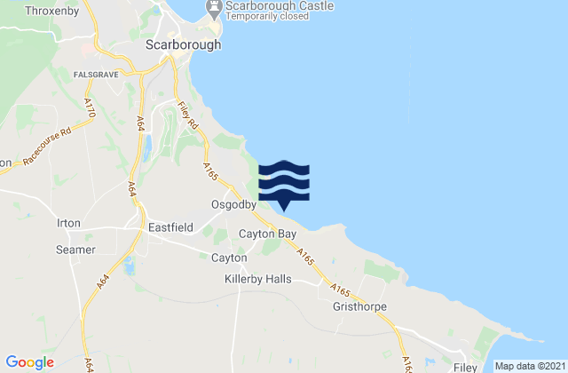 Mappa delle maree di Cayton Bay Beach, United Kingdom