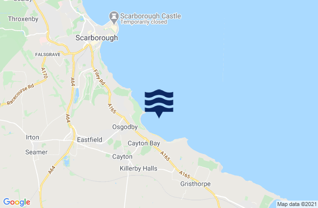 Mappa delle maree di Cayton Bay, United Kingdom
