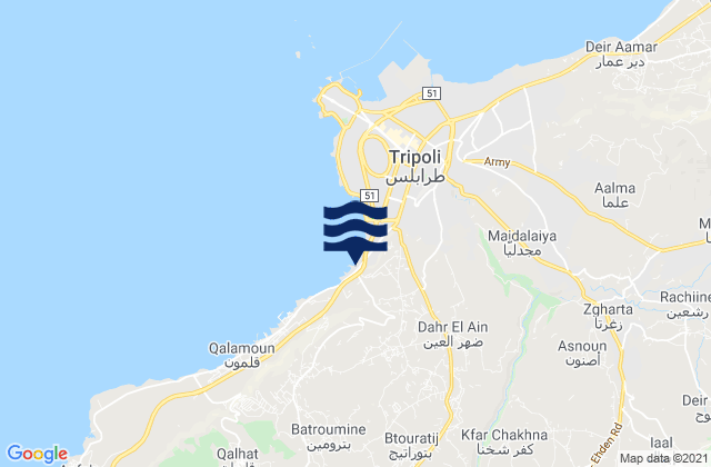 Mappa delle maree di Caza de Zgharta, Lebanon