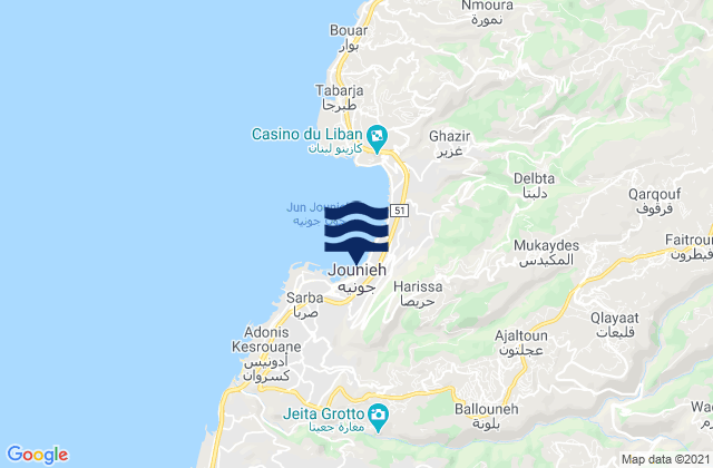Mappa delle maree di Caza du Matn, Lebanon