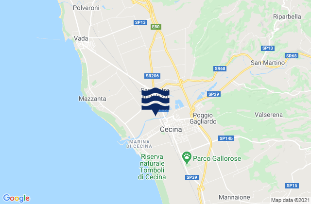 Mappa delle maree di Cecina, Italy