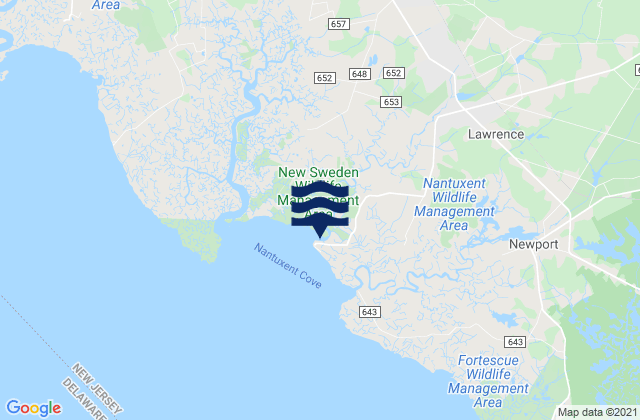 Mappa delle maree di Cedar Creek Entrance Nantuxent Cove, United States