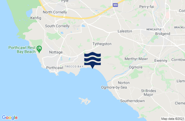 Mappa delle maree di Cefn Cribwr, United Kingdom
