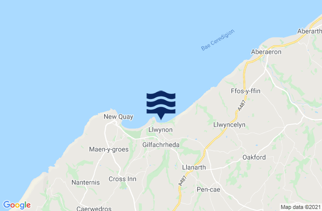 Mappa delle maree di Cei Bach Bay Beach, United Kingdom
