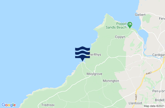 Mappa delle maree di Ceibwr Bay Beach, United Kingdom