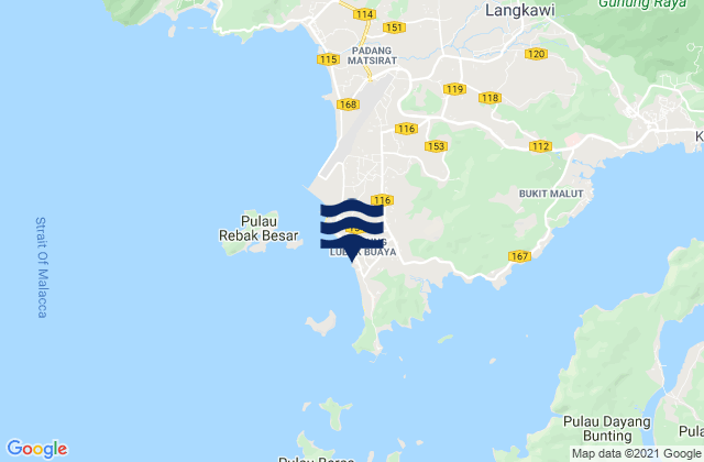 Mappa delle maree di Cenang Beach (The Cliff), Malaysia