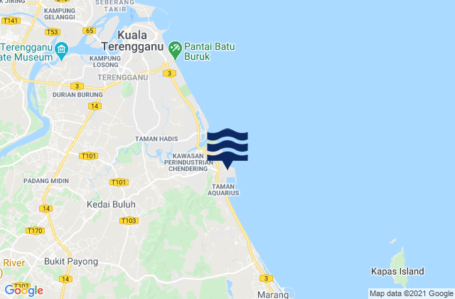 Mappa delle maree di Cendering (Chendering), Malaysia