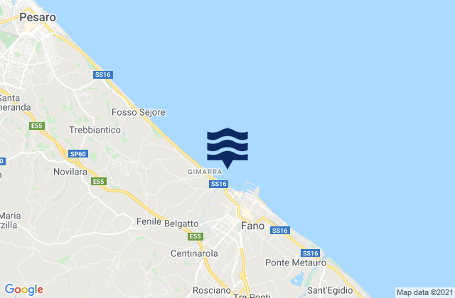 Mappa delle maree di Centinarola, Italy