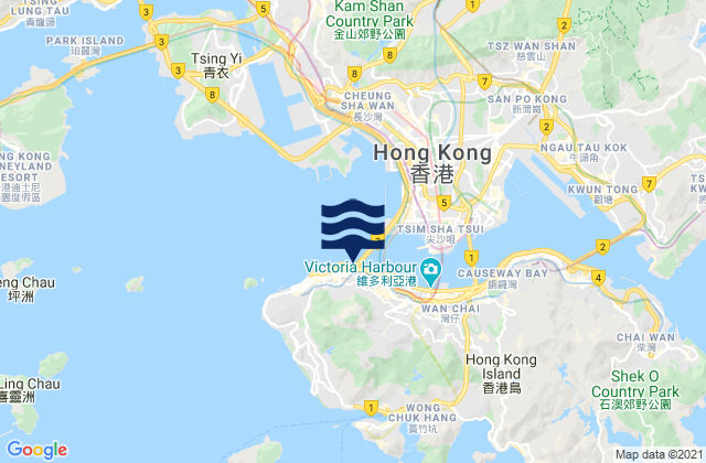 Mappa delle maree di Central and Western District, Hong Kong
