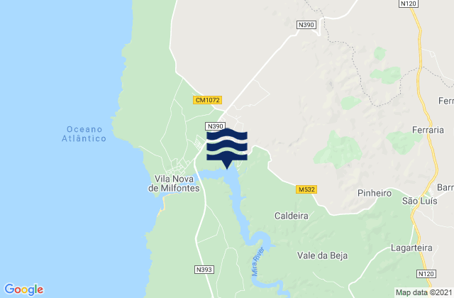Mappa delle maree di Cercal, Portugal
