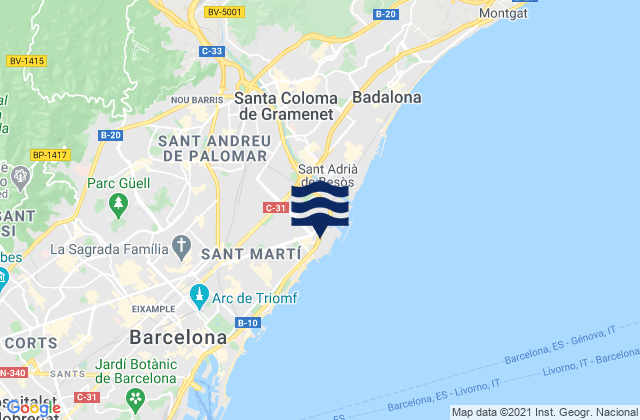 Mappa delle maree di Cerdanyola del Vallès, Spain