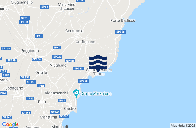 Mappa delle maree di Cerfignano, Italy