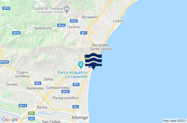 Mappa delle maree di Ceriale, Italy