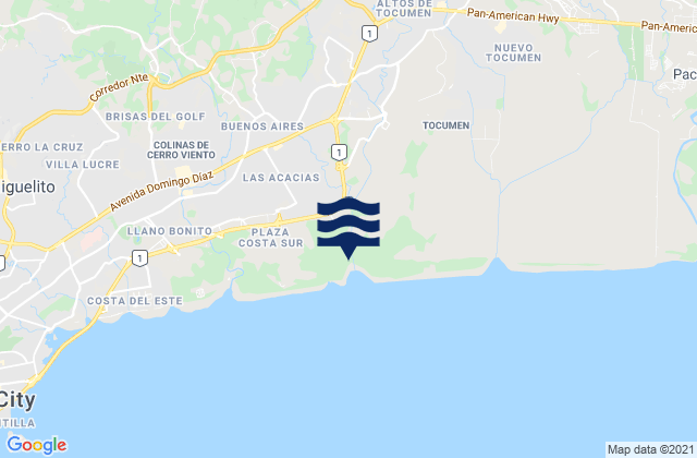 Mappa delle maree di Cerro Azul, Panama