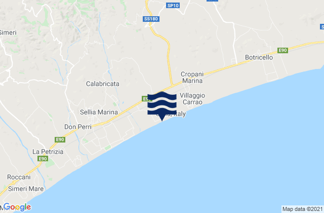 Mappa delle maree di Cerva, Italy