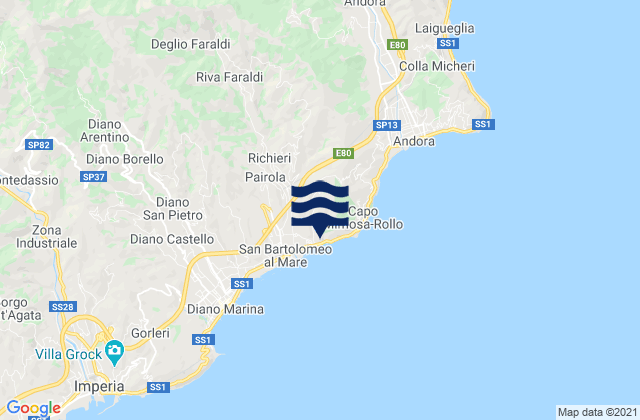 Mappa delle maree di Cervo, Italy
