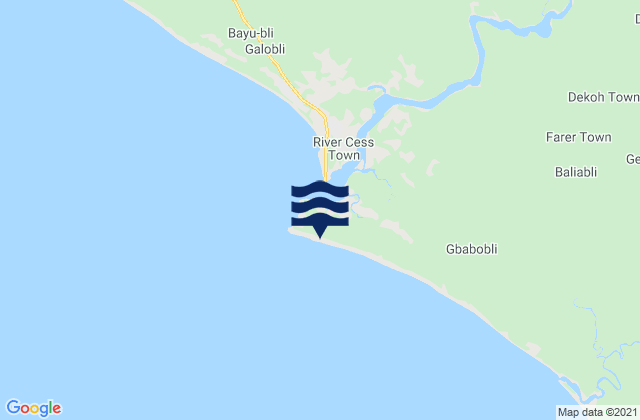 Mappa delle maree di Cestos Bay, Liberia