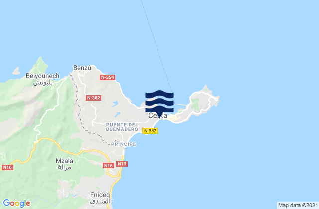 Mappa delle maree di Ceuta, Spain