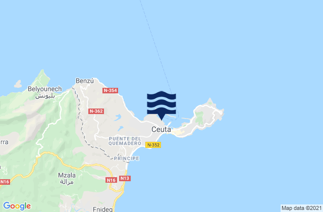 Mappa delle maree di Ceuta Port, Spain